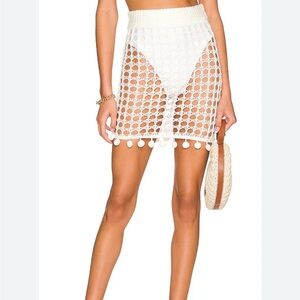Revolve Tularosa white crochet cover up skirt. Perfect for a bride to be!